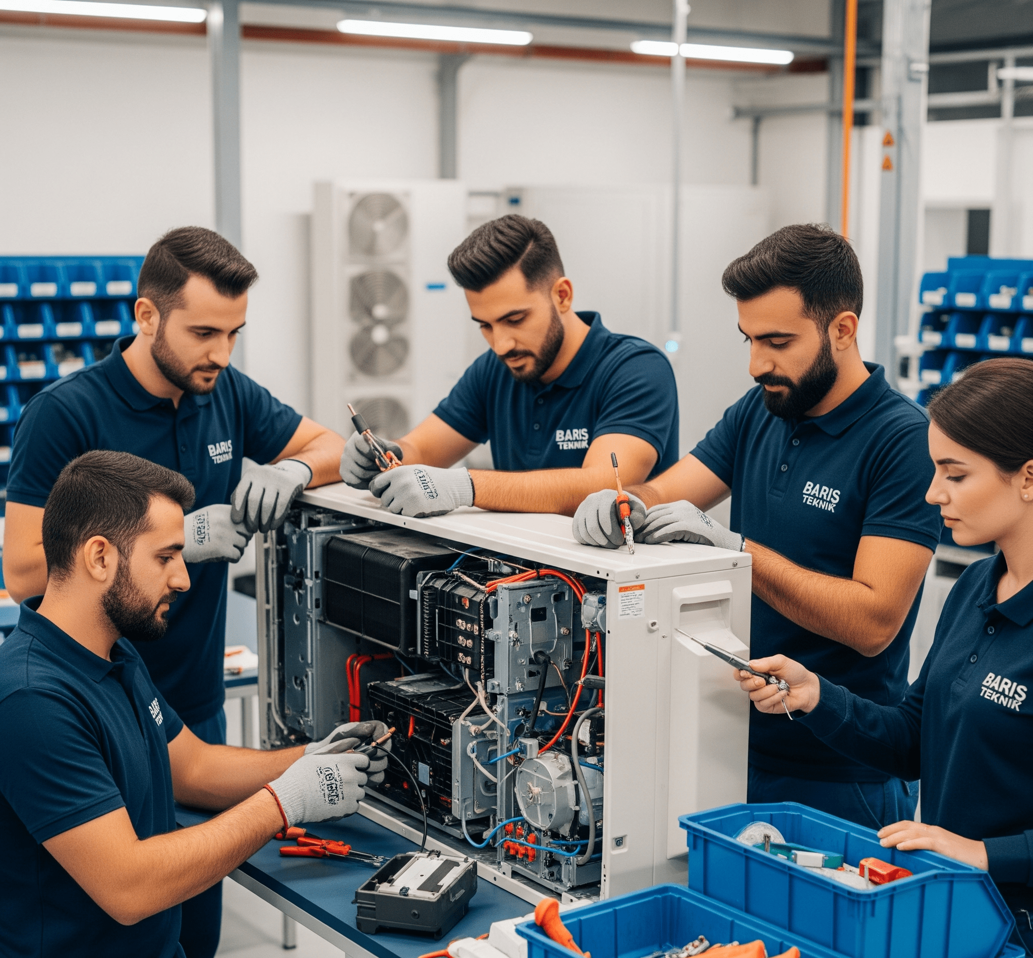 Barış Teknik ekibi klima tamiri yaparken